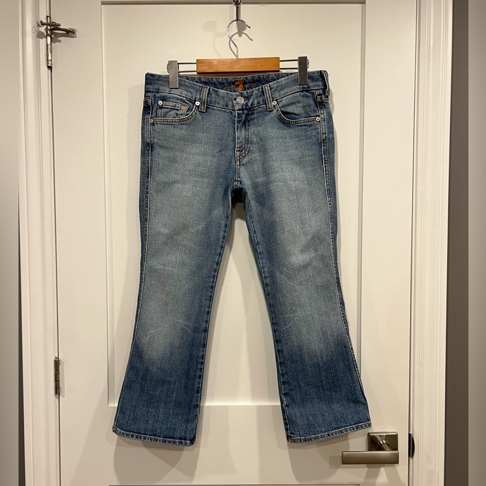 7 For All Mankind 3/4 Length Light Blue Flare Jeans